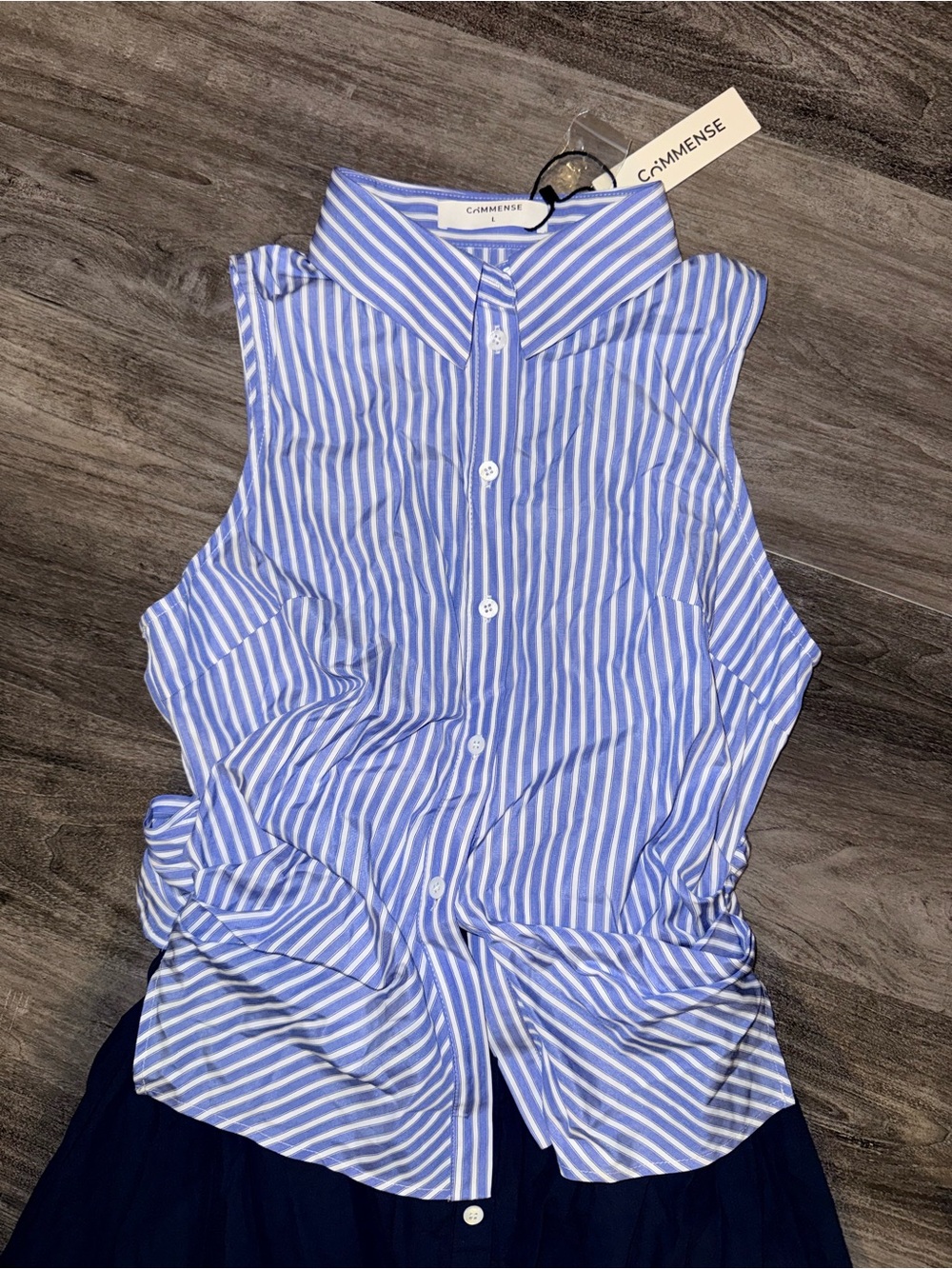 Commense Sleeveless Striped Tie back Patchwork Midi Maxi NWT Large Sailor look - Picture 7 of 7